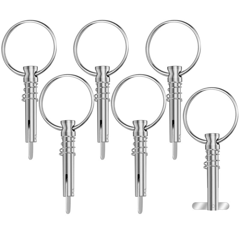 Hysagtek 6 Pcs Bimini Pins 1/4" Diameter Bimini Top Hardware, Quick Release Pin Boat Canopy Pins for Boat Canopy Marine Hardware, 316 Stainless Steel with Pull Ring - Image 1